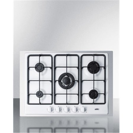SUMMIT 5 Burner Gas Cooktop with 30 in. Trim Kit - White Finish SU460074